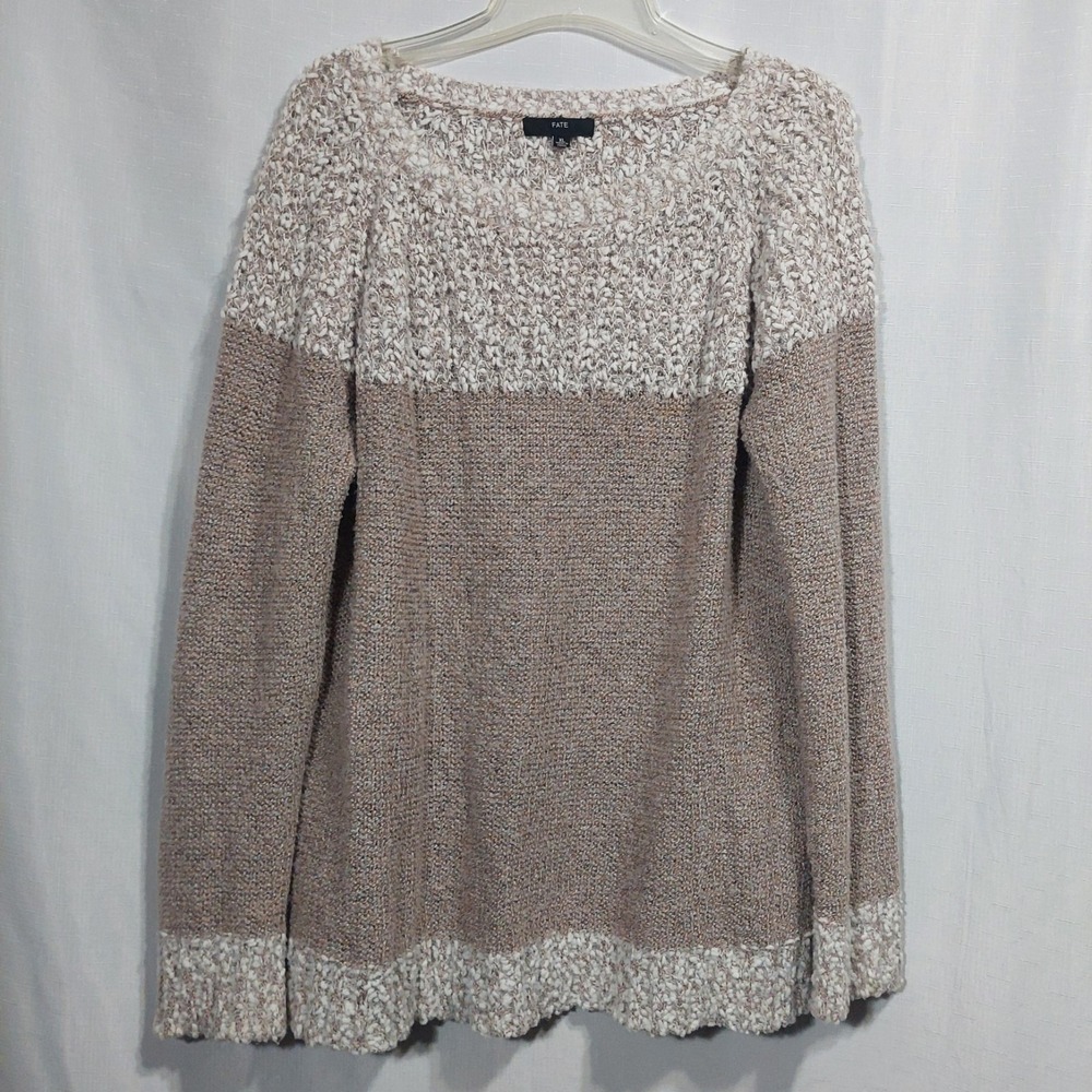Fate Womens Pull Over Sweater Size XL‎ Soft Round Neck Multicolor Long Sleeves